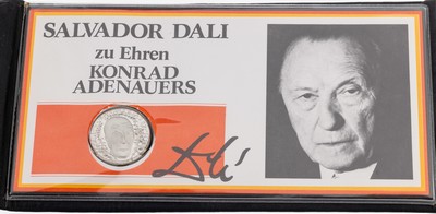 Silbermedaille von SALVADOR DALI zu Ehren KONRAD ADENAUER, limitierte Auflage 010341/15000, anlässlich des 100. Geburtstagesvon Konrad Adenauer am ...