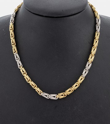 14 kt Gold Kette, GG/WG 585/000 gepr., endlos, L. ca. 90 cm, ca. 77.3 g