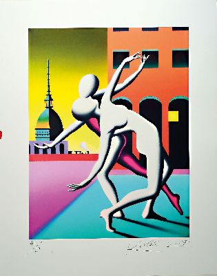 Mark Kostabi, geb. 1960, tanzendes Paar, Farbsiebdruck von 2017, handsign. und dat., num. 41/50, ca. 59x45cm