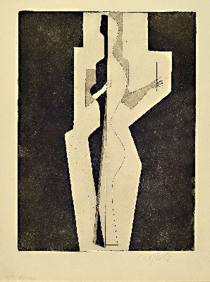 Ernst Geitlinger, 1895 Frankfurt/Main-1972 Seeshaupt, 2 Radierungen: Figural-Doppel, sign. und dat. 64, ca. 40x29.5cm; Sonnenuntergang, sign., ...
