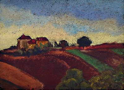 Andre Utter, 1886-1948 Paris, "Les presses en Beaujolais, 1921" so verso bezeichnet, Öl/Malkarton, verso und rechts unten signiert,24x33 ...