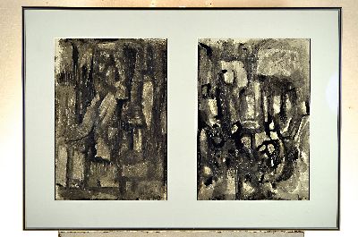 Rudi Baerwind, 1910 Mannheim bis 1982, drei Aquarelle, aus der Serie Grain (Schwandorf), 2 x signiert, frühe 60er Jahre, Jahre, 2 Aquarelle in einem ...