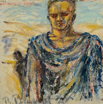 Rudi Baerwind, 1910 Mannheim bis 1982, griechischer Sklave, Öl/Lwd auf Pappe, signiert und datiert 70, ca. 50 x 49 cm