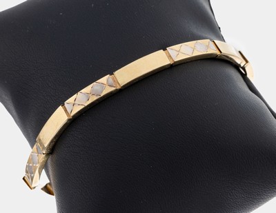14 kt Gold Armband, GG/WG 585/000, L. ca. 19.5 cm, Kastenschloss mit Sicherheitsacht, ca. 8.4 g