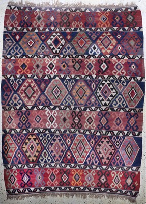 "Kuba"Schirwan Kelim antik, Kaukasus, 19.Jhd, Wolle auf Wolle, ca. 295 x 215 cm, EHZ: 2-3(kleine Löcher)