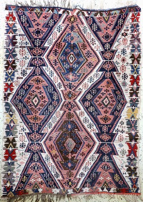 Malatia Kelim antik, Türkei, um 1900, Wolleauf Wolle, ca. 193 x 145 cm, (2 Bahnig), EHZ: 2