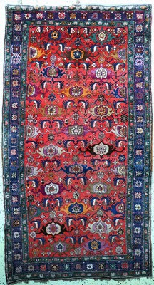 Karabagh antik, Kaukasus, 19.Jhd, Wolle aufWolle, ca. 290 x 155 cm, Mottenfraß, EHZ: 4