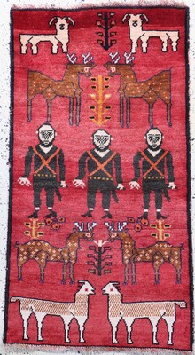 Gabbeh alt, Persien, Mitte 20.Jhd, Wolle auf Wolle, ca. 135 x 76 cm, EHZ: 2