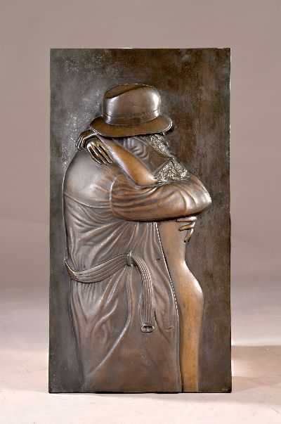 Bruno Bruni, geb. 1935 Gradara, Bronzerelief, braun patiniert, "Zärtlichkeit", um 1982, Ed 148/250, Venturi Arte, rechts unten ...