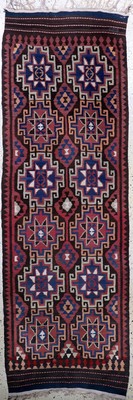 Maymaneh Kelim, Afghanistan, Anfang 20.Jhd,Wolle auf Wolle, ca. 302 x 101 cm, EHZ: 2