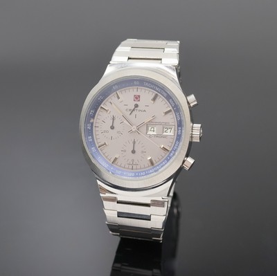 CERTINA Chronolympic C-Tronic seltener Stimmgabel-Chronograph in Stahl Referenz 749.3754.41, Schweiz um 1970, Boden verschr., orig. Gliederband m. ...