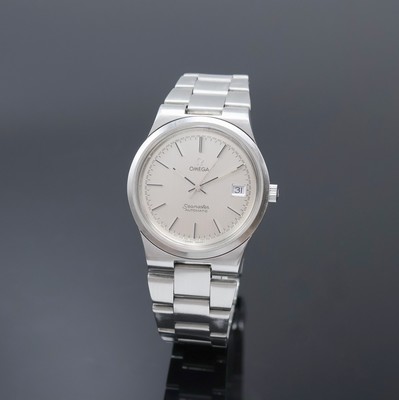 OMEGA Herrenarmbanduhr Geneve Referenz 166.0173/366.0832, Automatik, Schweiz um 1975, Boden verschr., integr. Gliederband m. Faltschl. Ref. 1186/215, ...