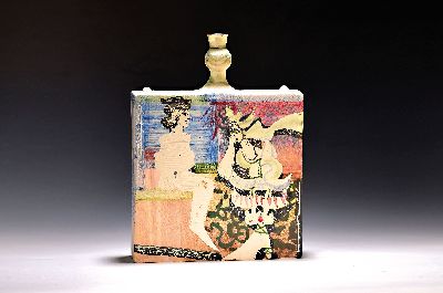 Gilbert Portanier, 1926 Cannes-2023 Vallauris , weißer Ton, handbemalt und mit Ritzdekor versehen, Figurenkomposition in ...