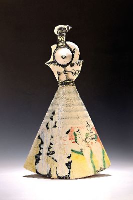 Gilbert Portanier, 1926 Cannes-2023 Vallauris , 2-tlg. Skulptur, weißer Ton, handbemalt und mit Ritzdekor versehen, signiert und datiert 1989, ...