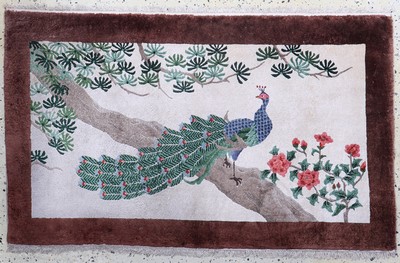 Seiden-Teppich, China, Mitte 20.Jhd, reine Naturseide, ca. 140 x 85 cm, EHZ: 2