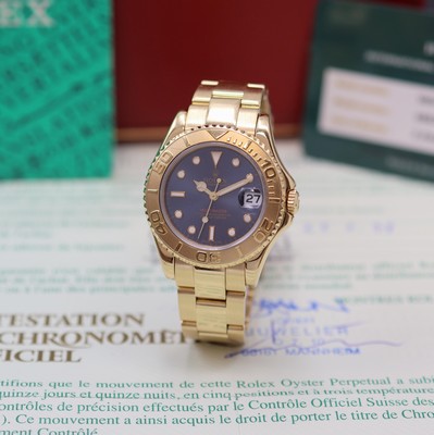 ROLEX Mediumarmbanduhr Oyster Perpetual Date Yacht-Master Referenz 68628, Automatik, W-Serie, Chronometer der Superlative in GG 750/000 inkl. ...