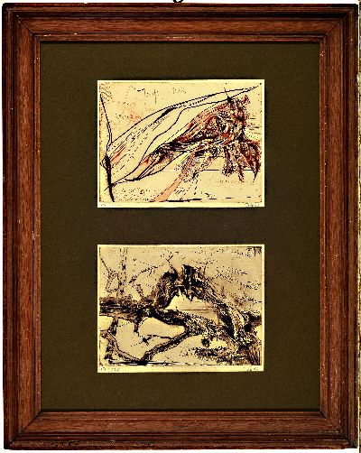 Horst Janssen, 1929-1995, zwei Radierungen von 1976, beide handsign. und num. 29/120 bzw, 17/120, je ca. 17x22cm, unter einem PP, u. Gl., ein Rahmen ...