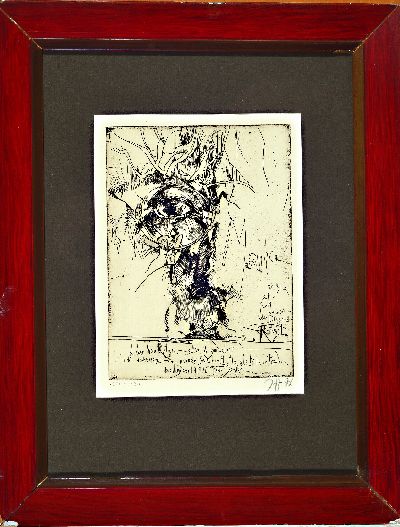 Horst Janssen, 1929-1995, 3 Radierungen: 1x Selbst, 1970, num. 160/200, ca. 30x20cm, PP, u.Gl., R. ca. 48x40cm; für Herm. Laatzen, 1976, num. ...