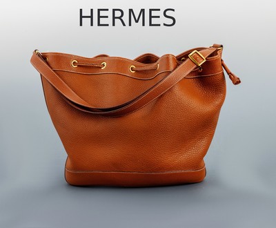 HERMES Tasche "Market" , Togo Leder golden- brown/braun, goldfarbene Hardware, ca. 27 x 43x 14 cm, Gebr.-Spuren
