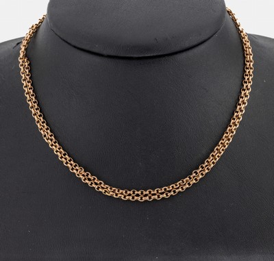 8 kt Gold Uhrenkette, um 1900, RG 333/000, 2-rhg., L. ca 76 cm, Karabinerschließe, ca. 16.6 g