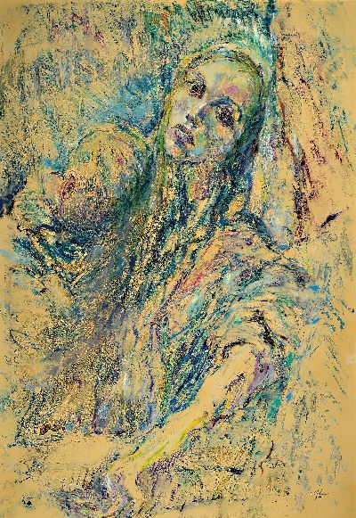 Paul Löffler, 1920 Mannheim - 1995 Speyer, Mutter mit Kind, Mischtechnik, signiert, ca. 100 x 70 cm, Rahmen