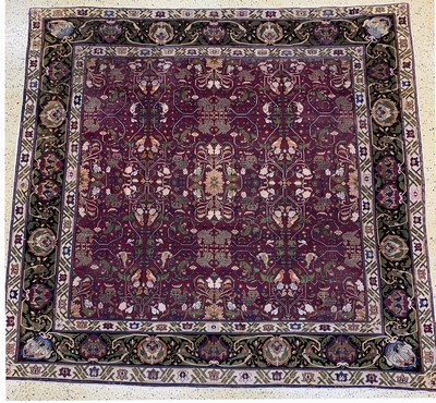 Agra antik, Indien, 19.Jhd, Wolle auf Baumwolle, ca. 301 x 312 cm, EHZ: 2-3, (Oxidiert)