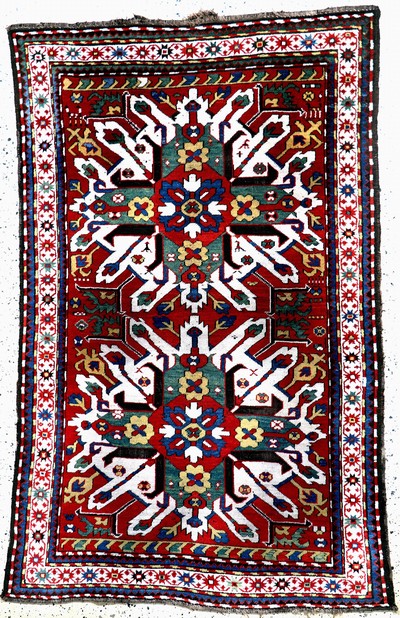Tchelaberd"Adler-Kazak"antik, Kaukasus, 19.Jhd, Wolle auf Wolle, ca. 210 x 137 cm, EHZ: 2(Original Zustand)