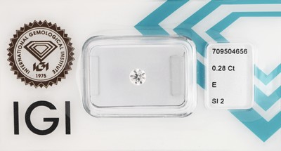 Loser Brillant 0.28 ct hochfeines Weiß(E)/si2,eingeschweißt, IGI-Expertise