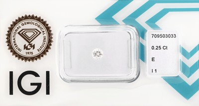 Loser Brillant 0.25 ct hochfeines Weiß(E)/p1, eingeschweißt, IGI-Expertise