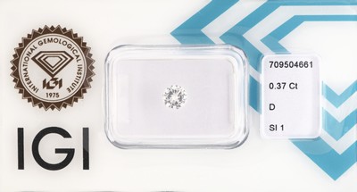 Loser Brillant 0.37 ct hochfeines Weiß+(D)/si1, eingeschweißt, IGI-Expertise