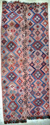 Konya Kelim antik( 2 Bahnig), Türkei, 19.Jhd, Wolle auf Wolle, ca. 392 x 156 cm, EHZ: 3