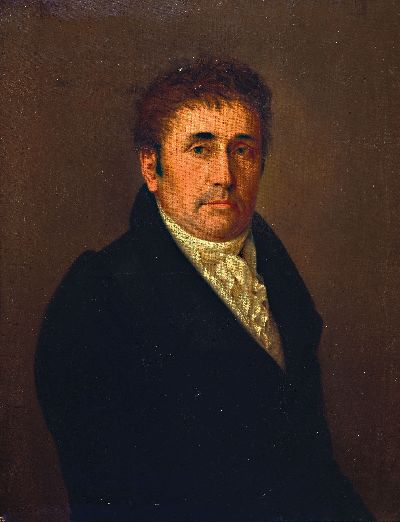 Porträtmaler, 18./19. Jh., Porträt der Dame mit Spitzenhaube u. der dazugehöriger Ehemann, Christian Gottfried Puruckherr und Ehefrau Christiana ...