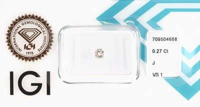 Loser Brillant 0.27 ct l.get.Weiß(J)/vs1, eingeschweißt, IGI-Expertise