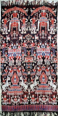 Sumba"Ikat", Indonesien, Anfang 20.Jhd, Baumwolle, ca. 266 x 143 cm, EHZ: 2