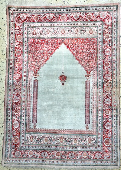 Seiden Täbriz antik, Persien, um 1900, reine Naturseide, ca. 167 x 120 cm, EHZ: 2-3 (kleine Restaurierungen)