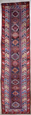 "Moghan"Kazak antik, Kaukasus, 19.Jhd, Wolle auf Wolle, ca. 380 x 100 cm, EHZ: 3