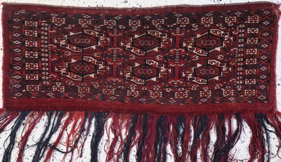 Tekke"Torba"fein, Turkmenistan, 19.Jhd, Wolle auf Wolle, ca. 80 x 34 cm, EHZ: 2-3