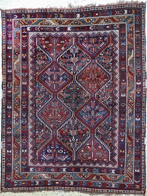 "Hühner"Afschar antik, Persien, um 1900, Wolle auf Wolle, ca. 212 x 164 cm, EHZ: 2, (kleine Löcher)