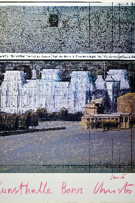 Christo , 1935-2020, "Wrapped Reichstag", eine Kunsthalle für Bonn 1983, Offsetlitho, handsign., mit Rotstift,ca. 84x59,5 cm