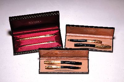 Konvolut Vintage Sheaffer Füller und Kugelschreiber, USA, 1970er-Jahre, 3 Paar Füllfederhalter und Kugelschreiber "Imperial" in Etuis, 12 ...