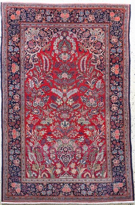 Keschan Kork alt, Persien, Anfang 20.Jhd, Korkwolle auf Baumwolle, ca. 200 x 130 cm, Mottenfraß, EHZ: 2, fachkundig gereinigt
