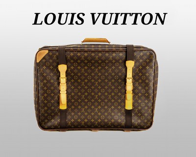 LOUIS VUITTON Koffer, Satellite 70, Monogram Canvas, Tragegriff, Besätze und Gurte aus naturfarb. Leder, innen naturfarb. Leinenstoff, Spanngurte, ...