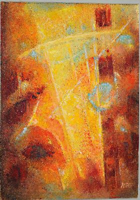 Prof. Hans Haffenrichter, 1897 Würzburg-1981 Hittenkirchen, Gouache/Mischtechnik, rechts unten monogrammiert, auf Karton aufgezogen, verso ...