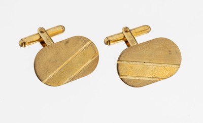Paar 8 kt Gold Manschettenknöpfe, GG 333/000, schlicht, oval, ca. 5.5 g