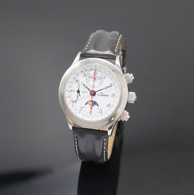 SINN Armbandchronograph mit Vollkalender Referenz 6026, Deutschland um 1995, Automatik, Edelstahlgeh. beids. vergl., Boden u. Krone verschr., ...