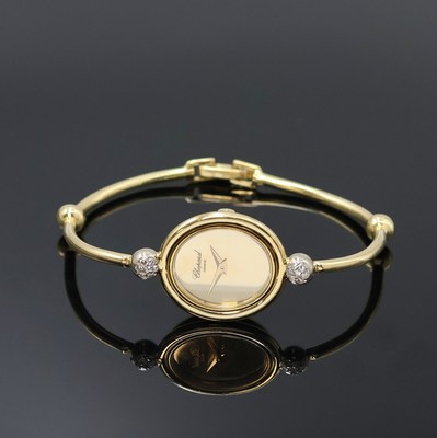 CHOPARD ausgefallene Damenarmbanduhr in GG 750/000 mit Diamanten Referenz 5045 1, Schweiz um 1985, Handaufzug, Boden aufgedr., Bandanstöße m. ...