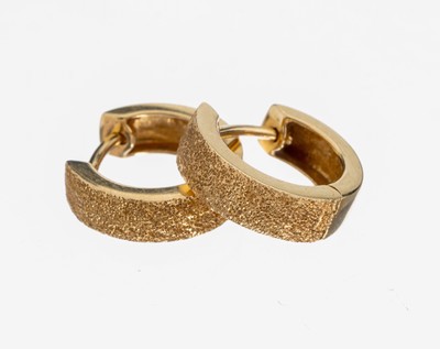 Paar 14 kt Gold Ohrcreolen, GG 585/000, schlicht, part. strukt., ca. 2.9 g