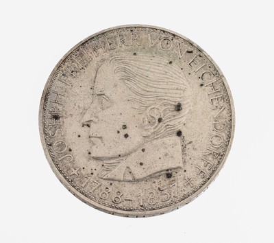 Silbermünze, 5 Mark, Deutschland, 1957, Joseph Freiherr von Eichendorff