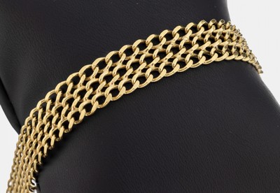 14 kt Gold Armband, GG 585/000, L. ca. 19.5cm, Kastenschloss mit Sicherheitsacht, ca. 24.5 g, Meistermarke unged.