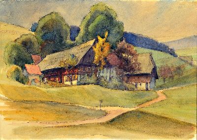 Wohl Karl Biese, 1863 Hamburg-1926 Tübingen,Aquarell, Stockwald bei St. Georgen im Schwarzwald, so verso bez., monogrammiert KB, unter Glas gerahmt ...